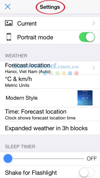Thiết lập ứng dụng