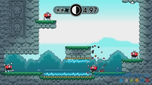 Phá hủy robot trong game hành động 10 Second Ninja X cho máy tính