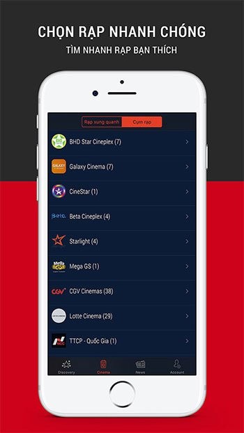 Chọn rạp chiếu phim trên 123Phim