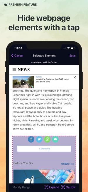 Ẩn các yếu tố trên trang web bằng một chạm