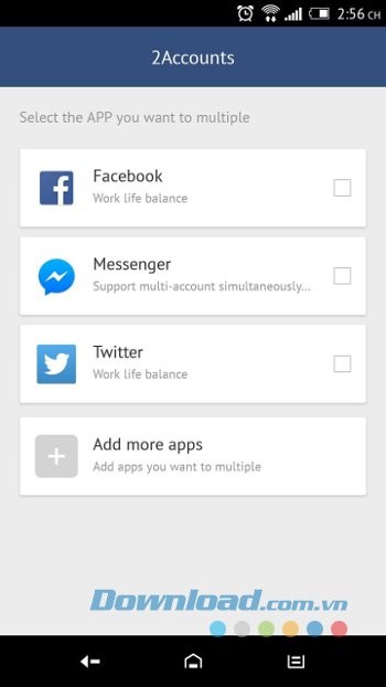 2Accounts hỗ trợ nhiều mạng xã hội