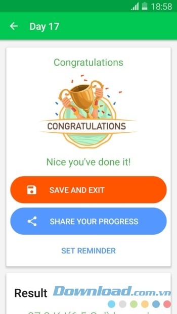 Hoàn thành khóa tập và cảm nhận sự thay đổi của cơ thể bạn