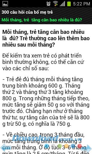 300 câu hỏi của bố mẹ trẻ for Android