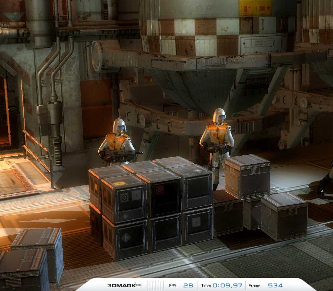 Kết quả kiểm tra của 3DMark06 được hiển thị rõ ràng trên màn hình