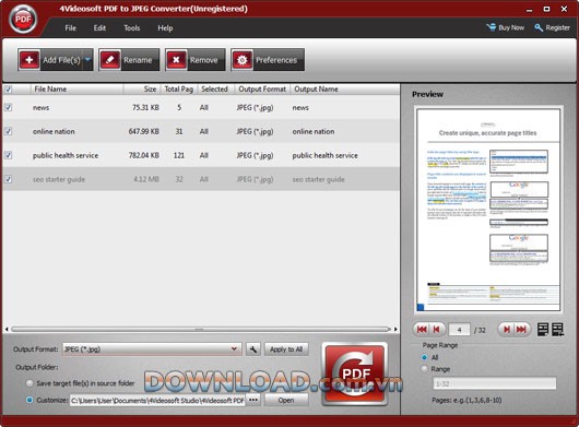 4Videosoft PDF to JPEG Converter
