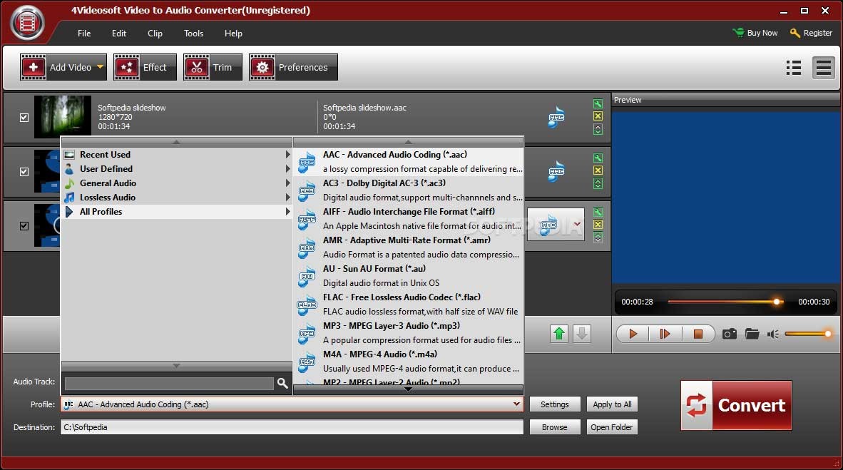 4Videosoft Video to Audio Converter cung cấp nhiều tính năng hấp dẫn