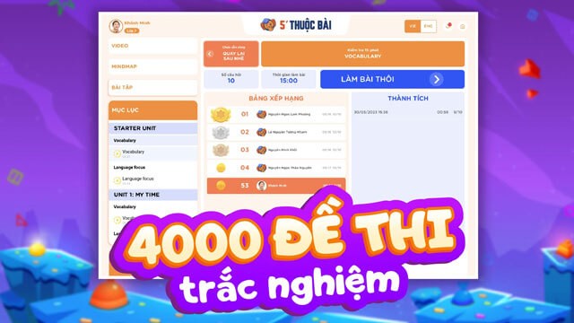 Sở hữu hơn 4000 đề thi trắc nghiệm