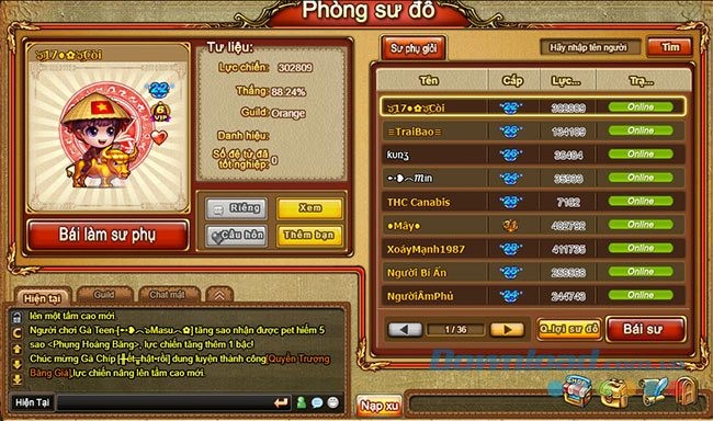 Tính năng bái sư đồ