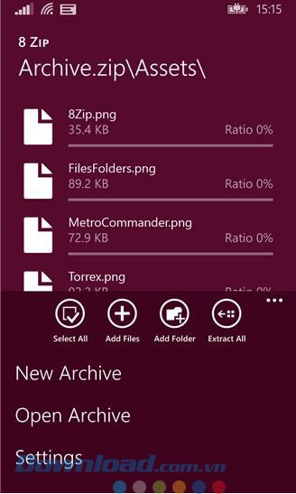 Giải nén trên Windows Phone