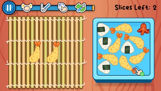 Cắt, xếp và đóng gói bữa trưa vào hộp cơm một cách gọn gàng