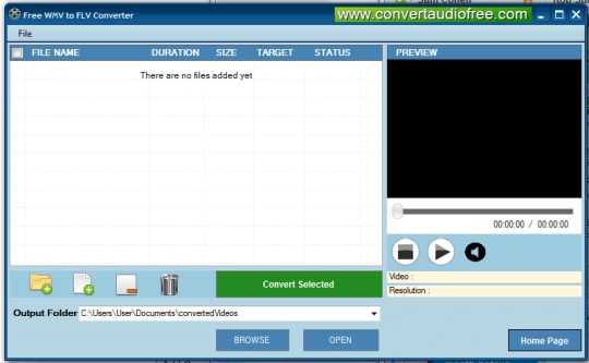 Giao diện phần mềm Free WMV to FLV Converter