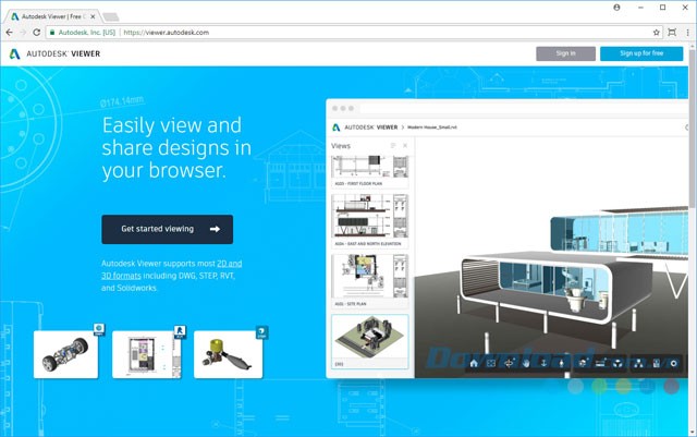 Giao diện Autodesk Viewer