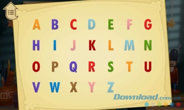 Bảng chữ cái đầy đủ được tô điểm bằng những gam màu sặc sỡ