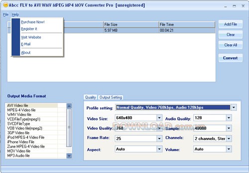 Abcc FLV to AVI MPEG WMV MP4 MOV Converter Pro