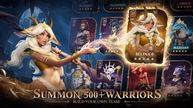 Triệu hồi hơn 500 chiến binh và thành lập đội mạnh mẽ của bạn trong game Abyssal Summoners: Dungeon