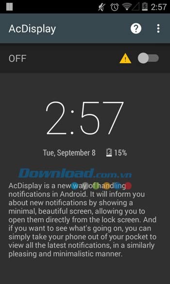 Giao diện ứng dụng AcDisplay