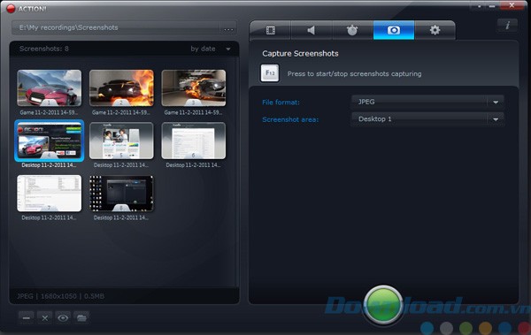 Tính năng chụp ảnh màn hình của Action!