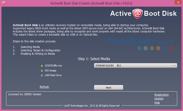 Giao diện của Active Boot Disk