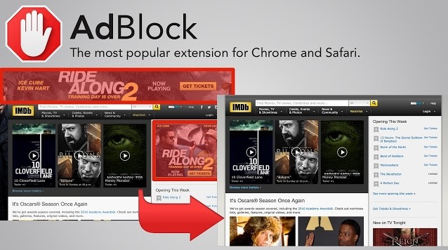 AdBlock chặn hết quảng cáo trên website phim