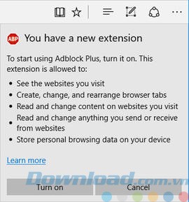 Bật Adblock Plus cho Edge