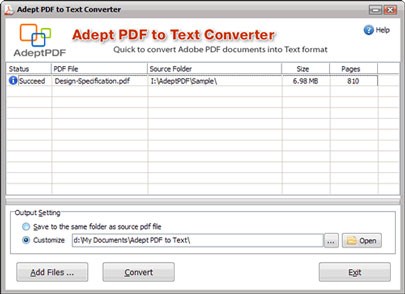 Adept PDF to Text Converter