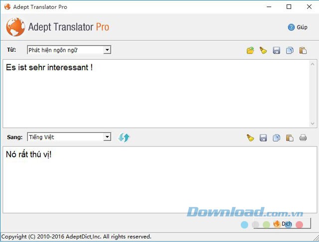 Adept Translator Pro hỗ trợ tiếng Việt