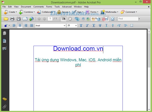 Giao diện của phần mềm chỉnh sửa PDF Acrobat Pro 9
