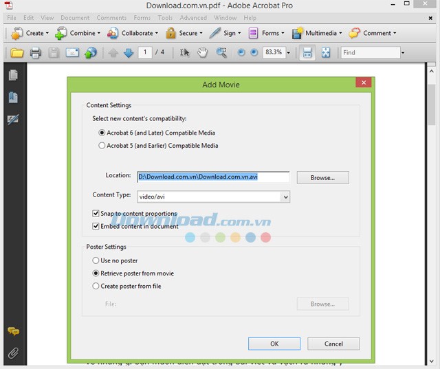 Chèn video vào PDF với Acrobat Pro 9