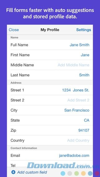 Tự động điền các trường phù hợp