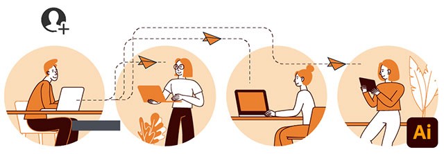 Adobe Illustrator 2021 hỗ trợ phối hợp công việc liền mạch trên đám mây