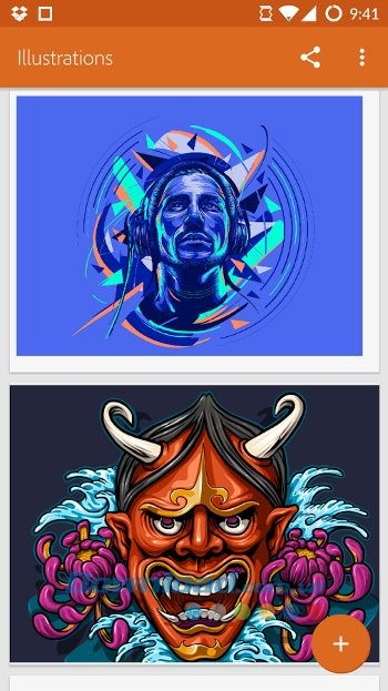 Tham khảo các ảnh mẫu trên Adobe Illustrator Draw cho Android