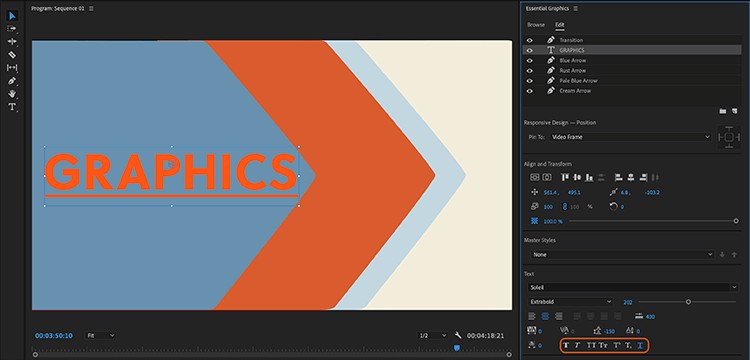 Tùy chọn gạch chân chữ ở Adobe Premiere Pro 2021