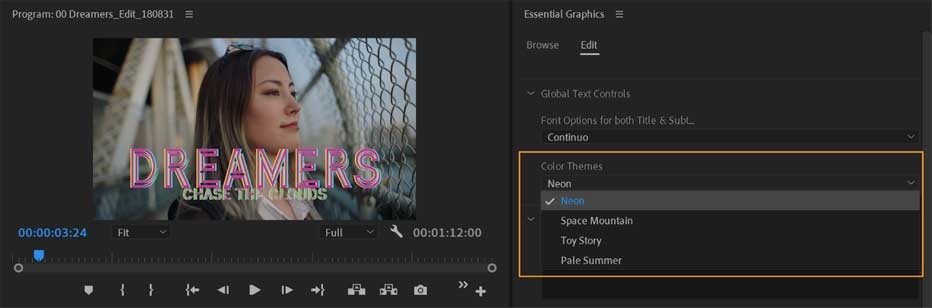 Tùy chọn thiết kế có sẵn trong Adobe Premiere Pro