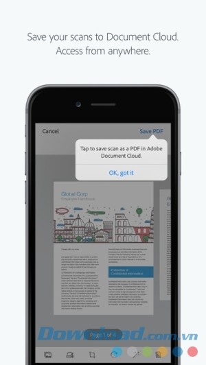 Adobe Scan cho iOS lưu trữ tài liệu lên đám mây