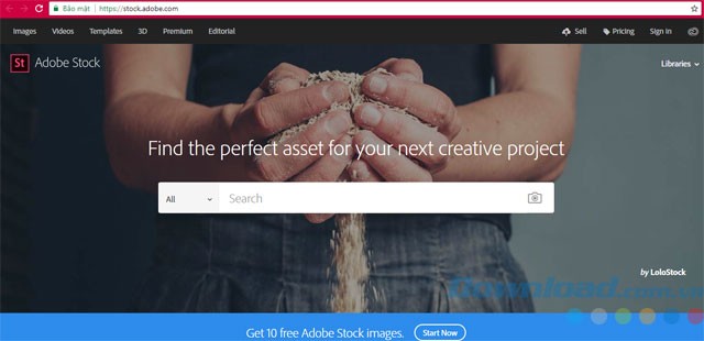 Giao diện Adobe Stock