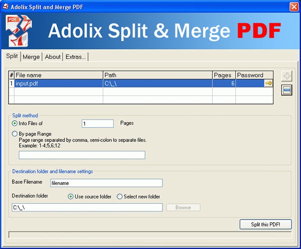 Cắt PDF thành nhiều file nhỏ với Adolix Split & Merge PDF