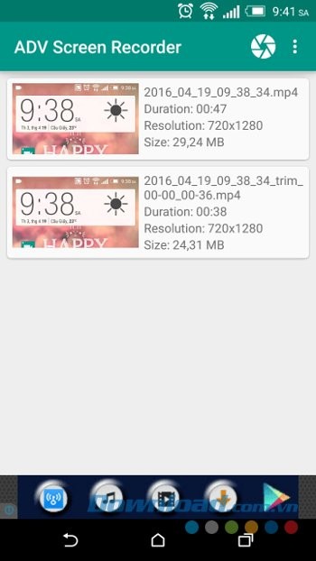 Thư viện video của ADV Screen Recorder