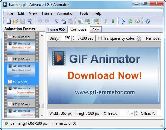 Giao diện chính của GIF Animator