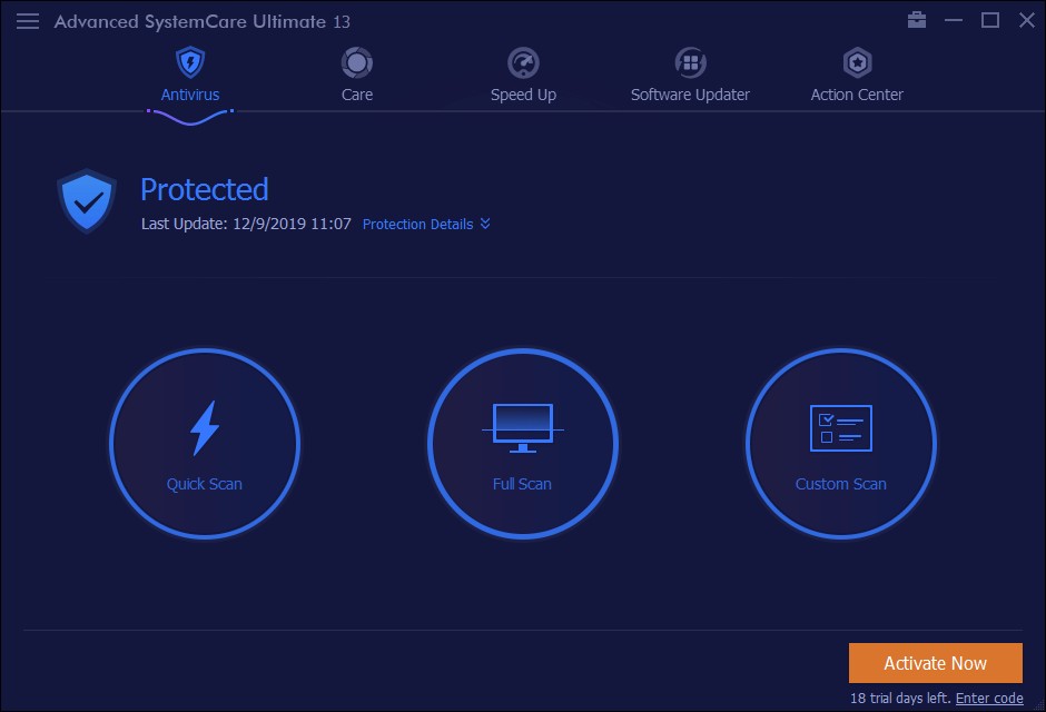 Giao diện phần mềm Advanced SystemCare Ultimate