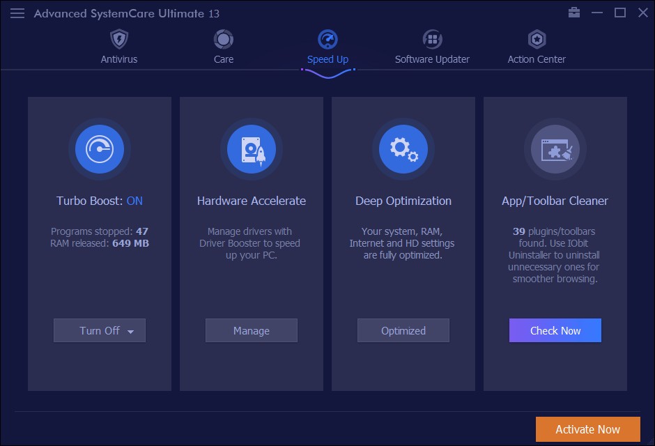 Advanced SystemCare Ultimate 13 tăng tốc hệ thống