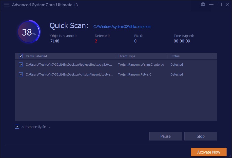 Advanced SystemCare Ultimate 13 quét nhanh hệ thống