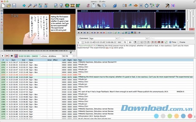 Chỉnh sửa và canh thời gian xuất hiện của phụ đề bằng phần mềm miễn phí Aegisub cho Mac