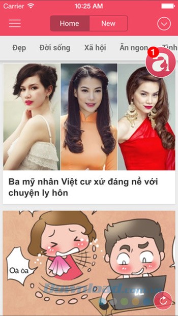 Giao diện chính của ứng dụng Afamily