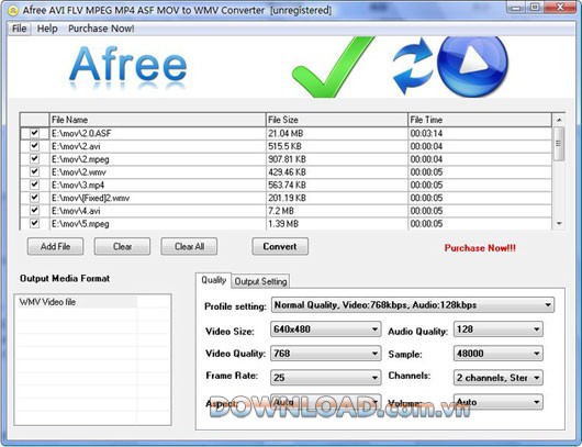 Afree AVI FLV MPEG MP4 ASF MOV to WMV Converter