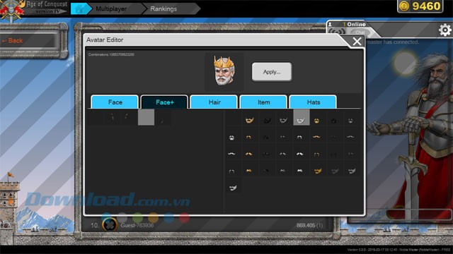 Chỉnh sửa avatar trong Age of Conquest