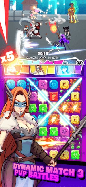 Các trận đấu PvP match-3 năng động
