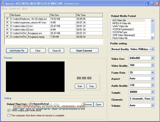Agree AVI MPEG MOV MP4 FLV WMV SWF Converter