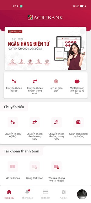 Trang chủ của ứng dụng