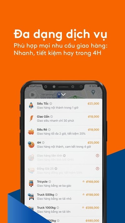 Dịch vụ đa dạng của AhaMove