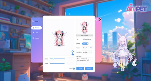 Tùy chỉnh nhân vật chi tiết để tạo ra người bạn ảo hoàn hảo trong AI Vpet